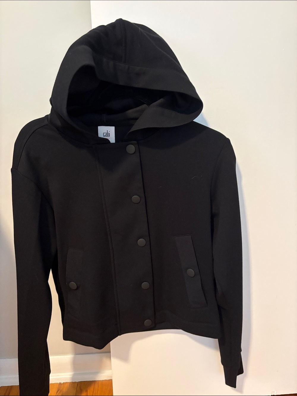 CAbi Low Key Black Hooded Snap Jacket - Picture 4 of 11